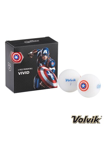 Volvik White Captain America Marvel Golf Ball Pack