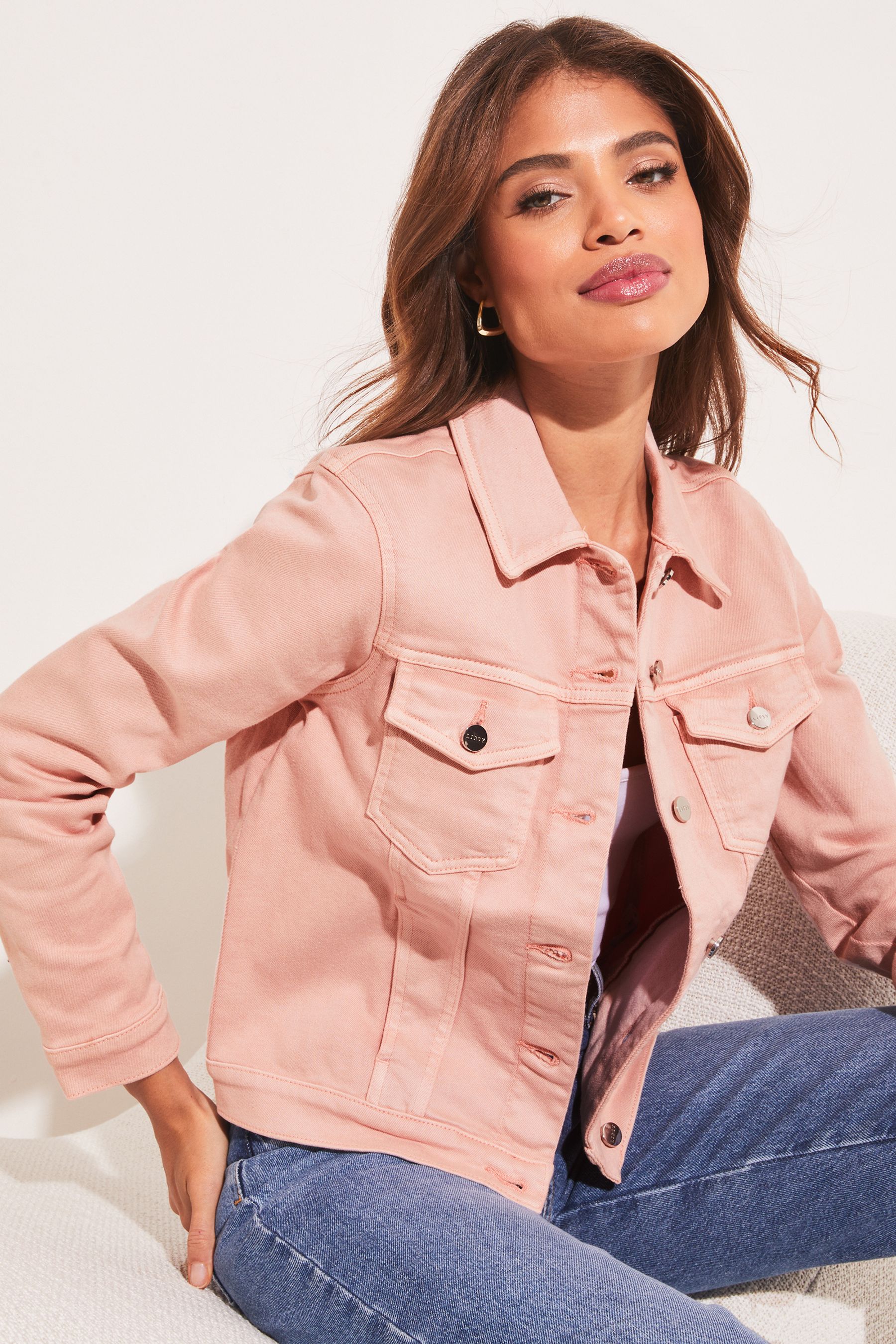Lipsy Pink Classic Fitted Denim Jacket