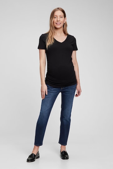 Gap Dark Wash Blue Maternity Over The Bump Cheeky Straight Jeans