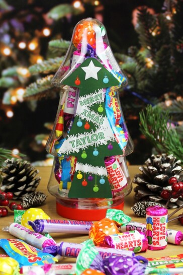 Personalised Christmas Tree Sweet Jar by Great Gifts