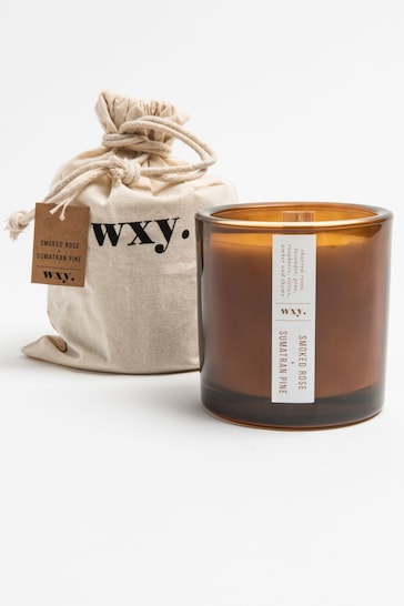 Wxy Clear Big Amber Scented Candle 12.5oz Smoked Rose + Sumatran Pine