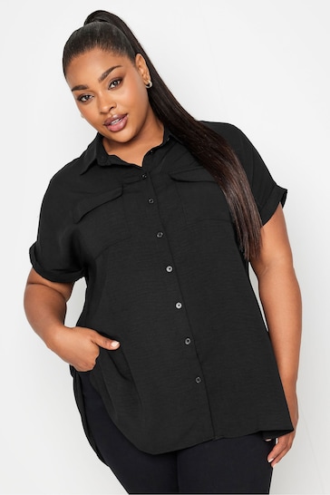 Yours Curve Black Short Sleeve Utility Blouse