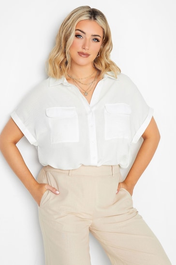 Yours Curve White Short Sleeve Utility Blouse