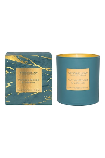 Stoneglow Clear Papyrus Woods and Jasmine Tumbler Scented Candle