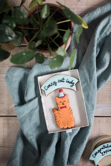 Personalised Celebration Cat Biscuit Gift by Honeywell Bakes