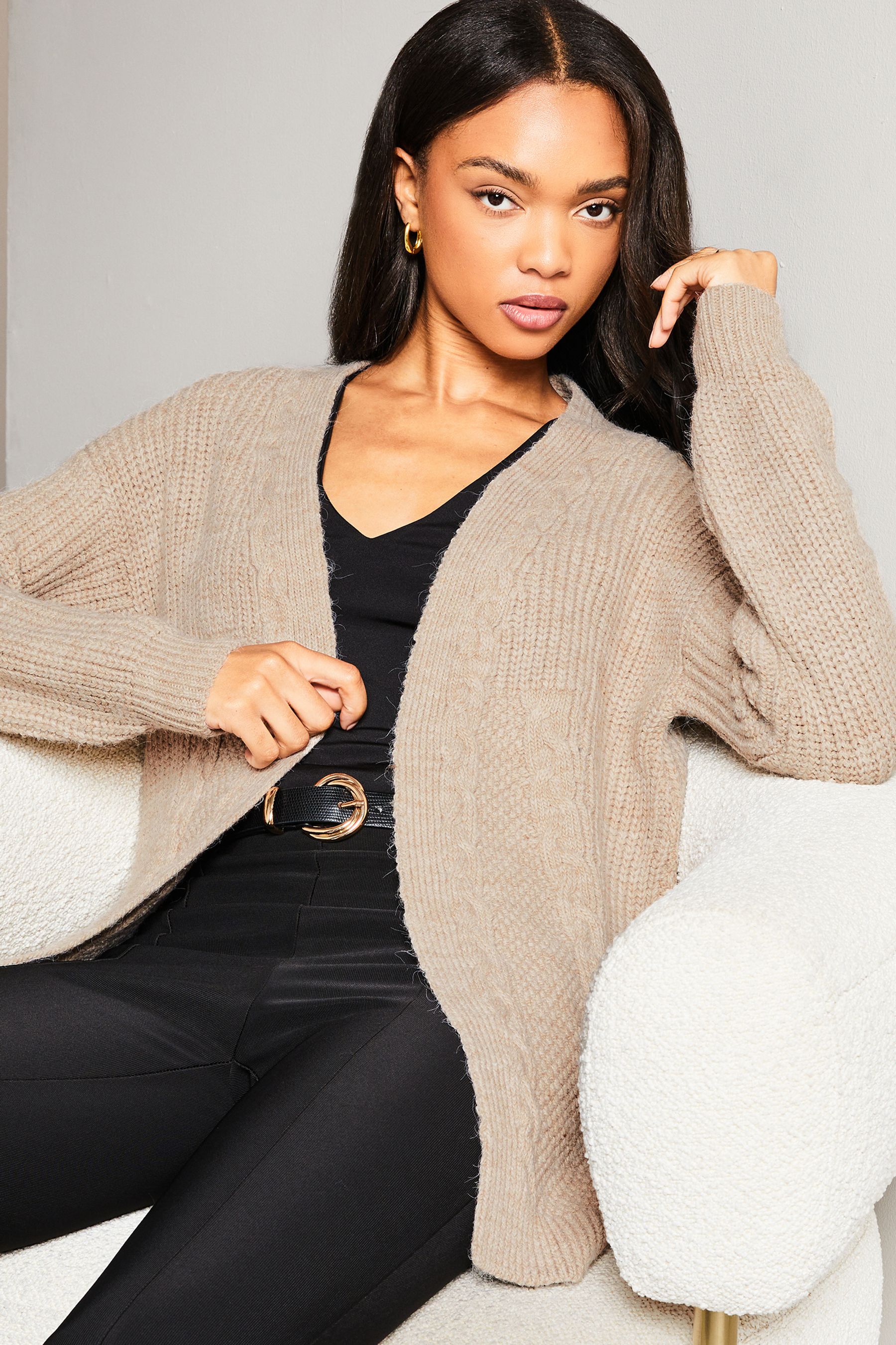 Oatmeal chunky cheap knit cardigan