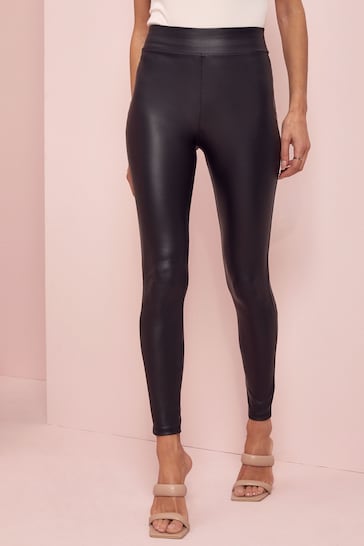 Buy Lipsy Black High Waist Leather Look Leggings from the Next UK online  shop