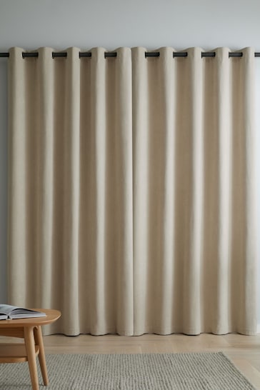 Catherine Lansfield Natural Wilson Thermal Blackout Lined Eyelet Curtains
