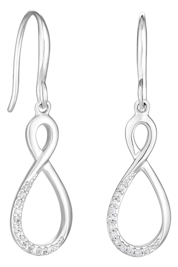 Simply Silver Silver Tone Polished And Cubic Zirconia Infinity Drop Earrings