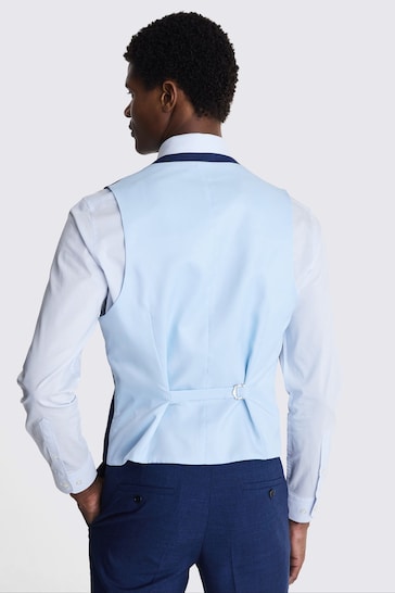 MOSS Slim Fit Blue Slub Suit Waistcoat