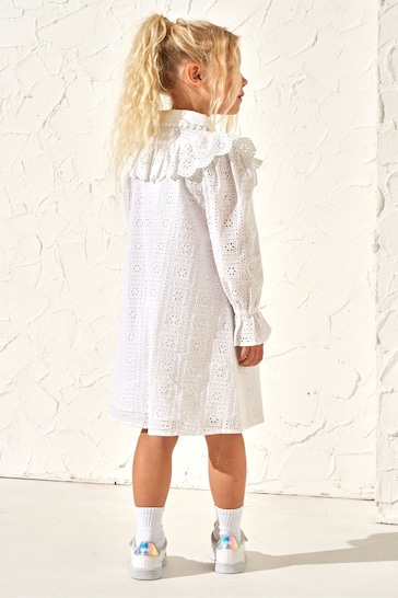 Angel & Rocket White Broderie Amelie Shirt Dress