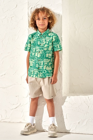 Angel & Rocket Bau Green Printed Holiday Shirt