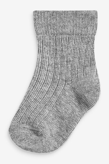 Monochrome 7 Pack Rib Baby Socks (0mths-2yrs)