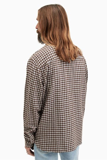 AllSaints Brown Long Sleeve Wayanda Shirt