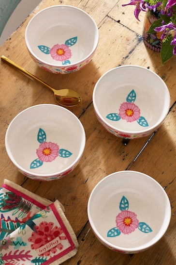 Lucy Tiffney Set of 4 Floral Cereal Bowls