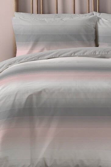 Copenhagen Home Pink Faded Stripe Duvet Cover and Pillowcase Set