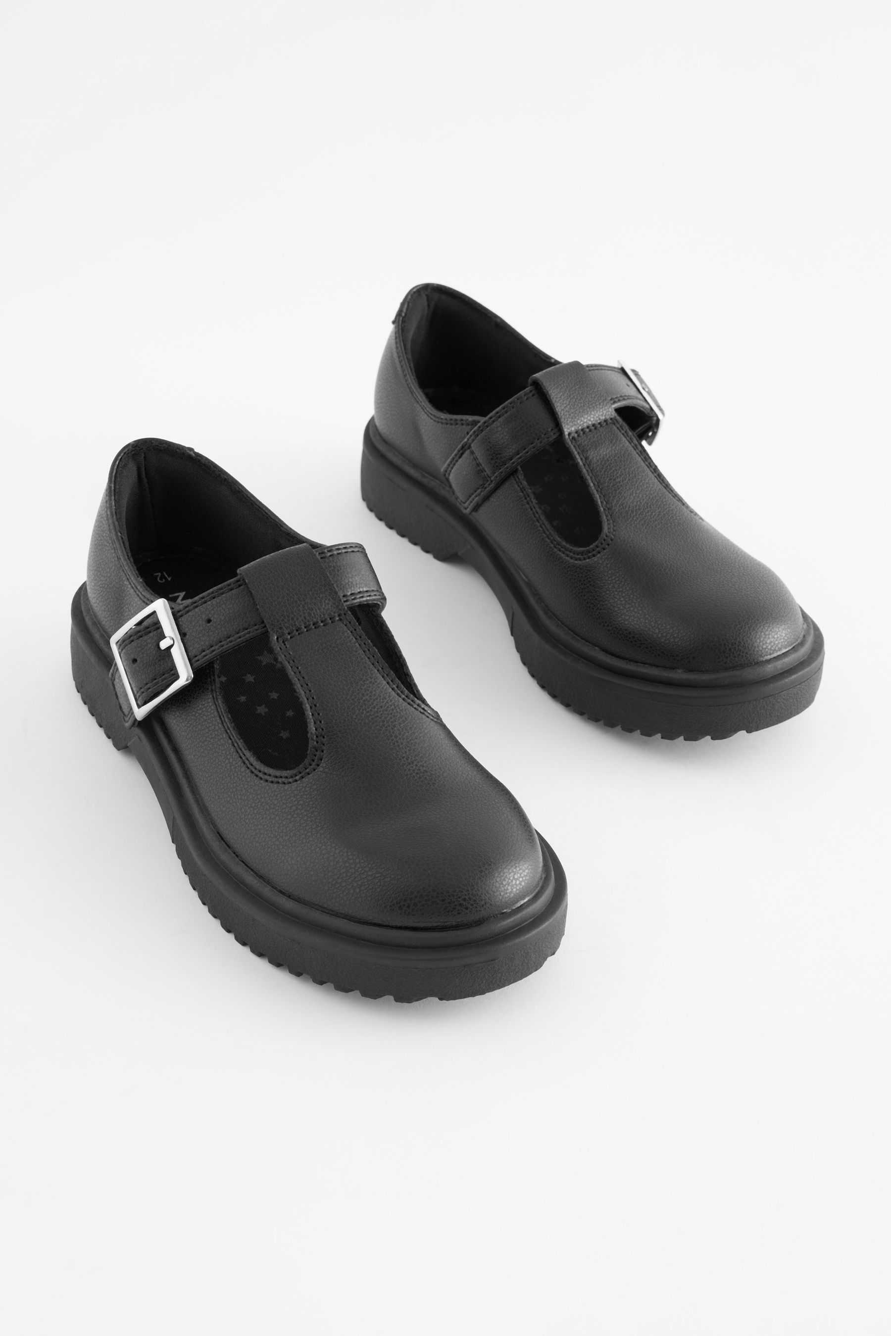 T bar top black shoes