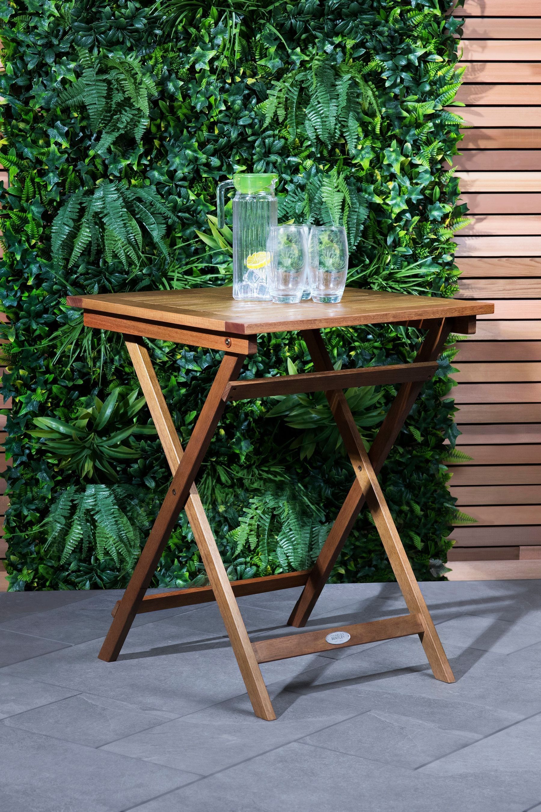 Charles Bentley Natural Natural Garden Eucalyptus Square Wooden Folding Side Table