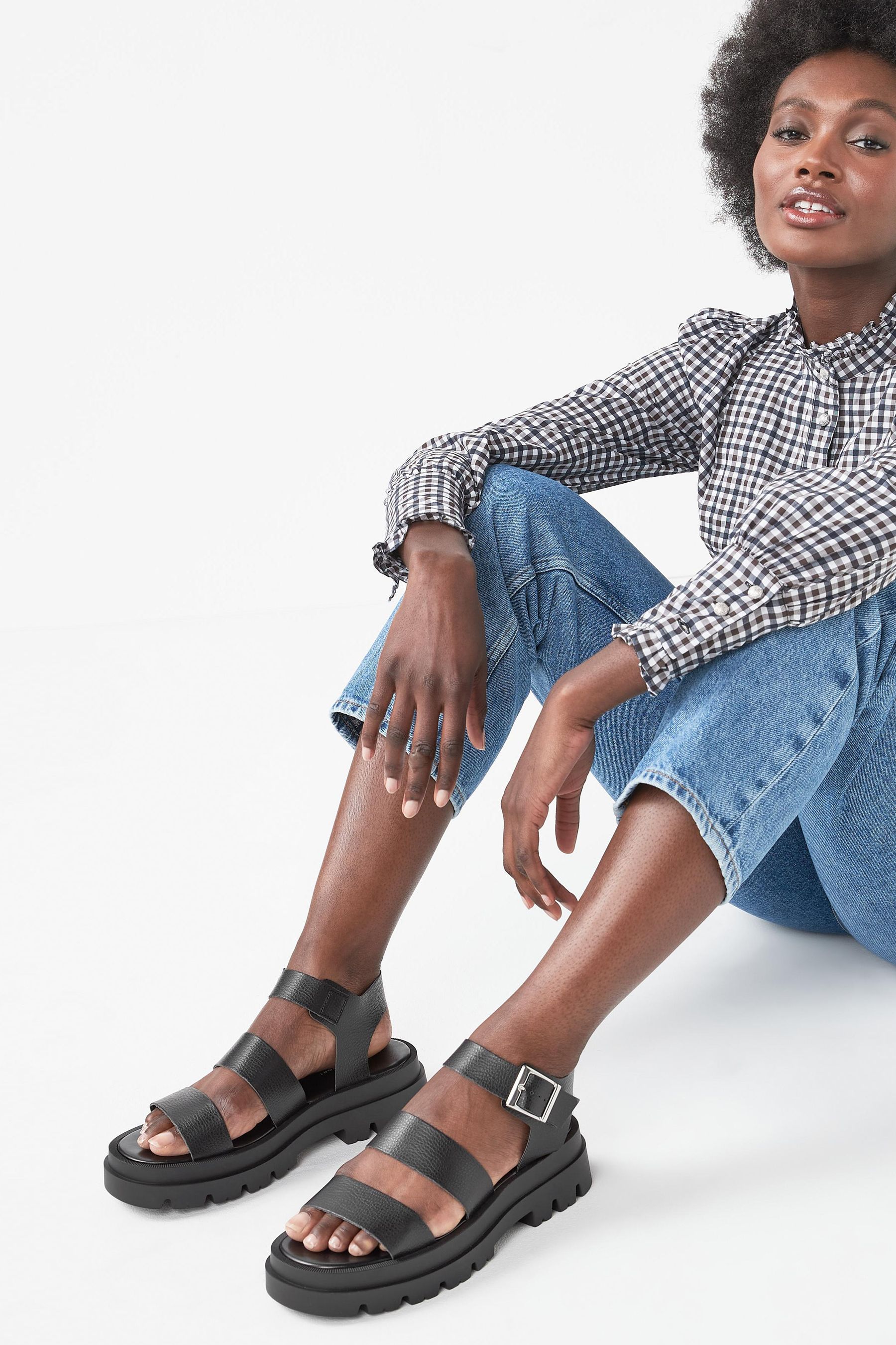 Buy Chunky Three Strap Buckle Sandals 
