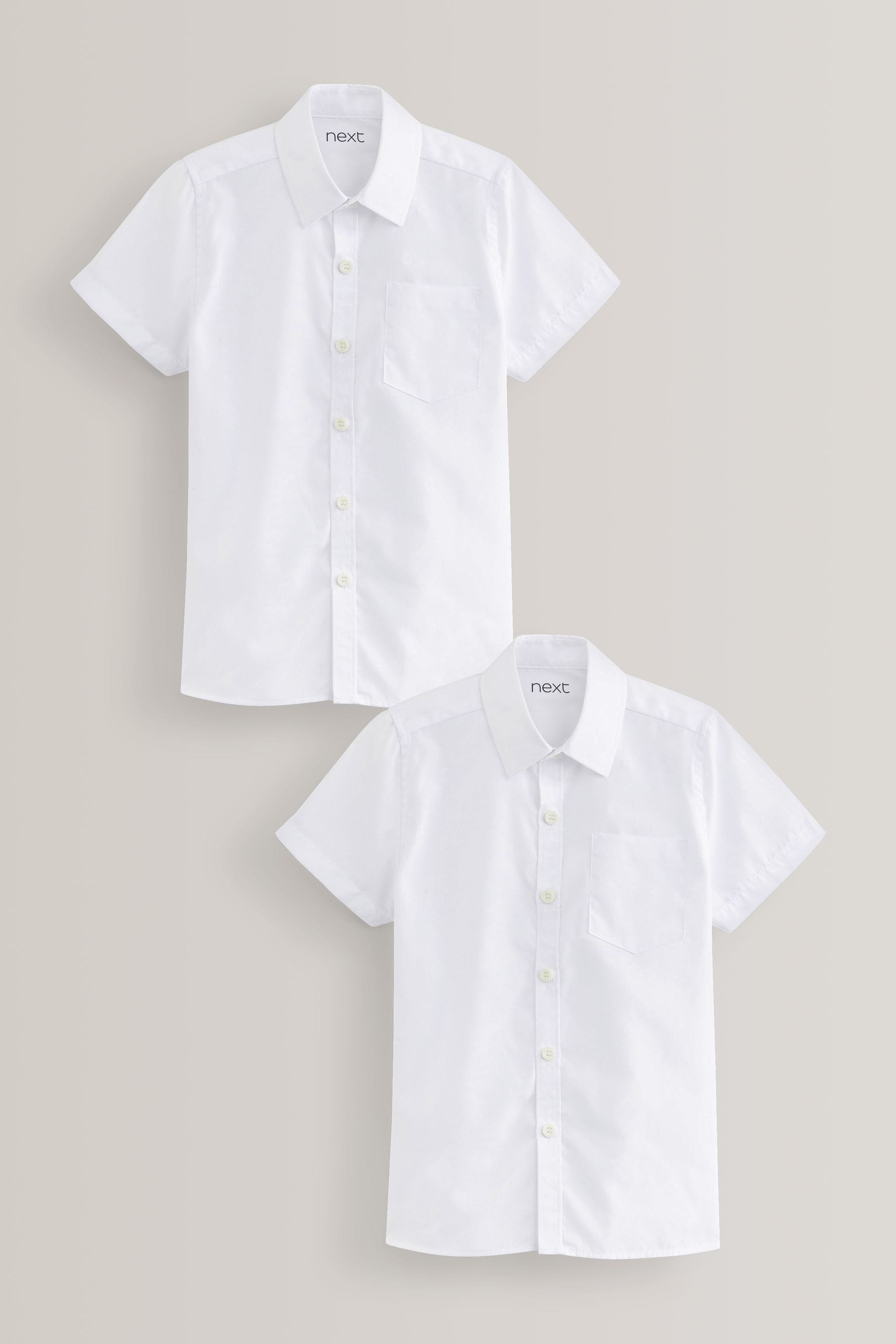 White Slim Fit 2 Pack Short Sleeve School Shirts 3 17yrs