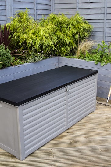 Charles Bentley Black/Grey 390L Large Outdoor Plastic Storage Box
