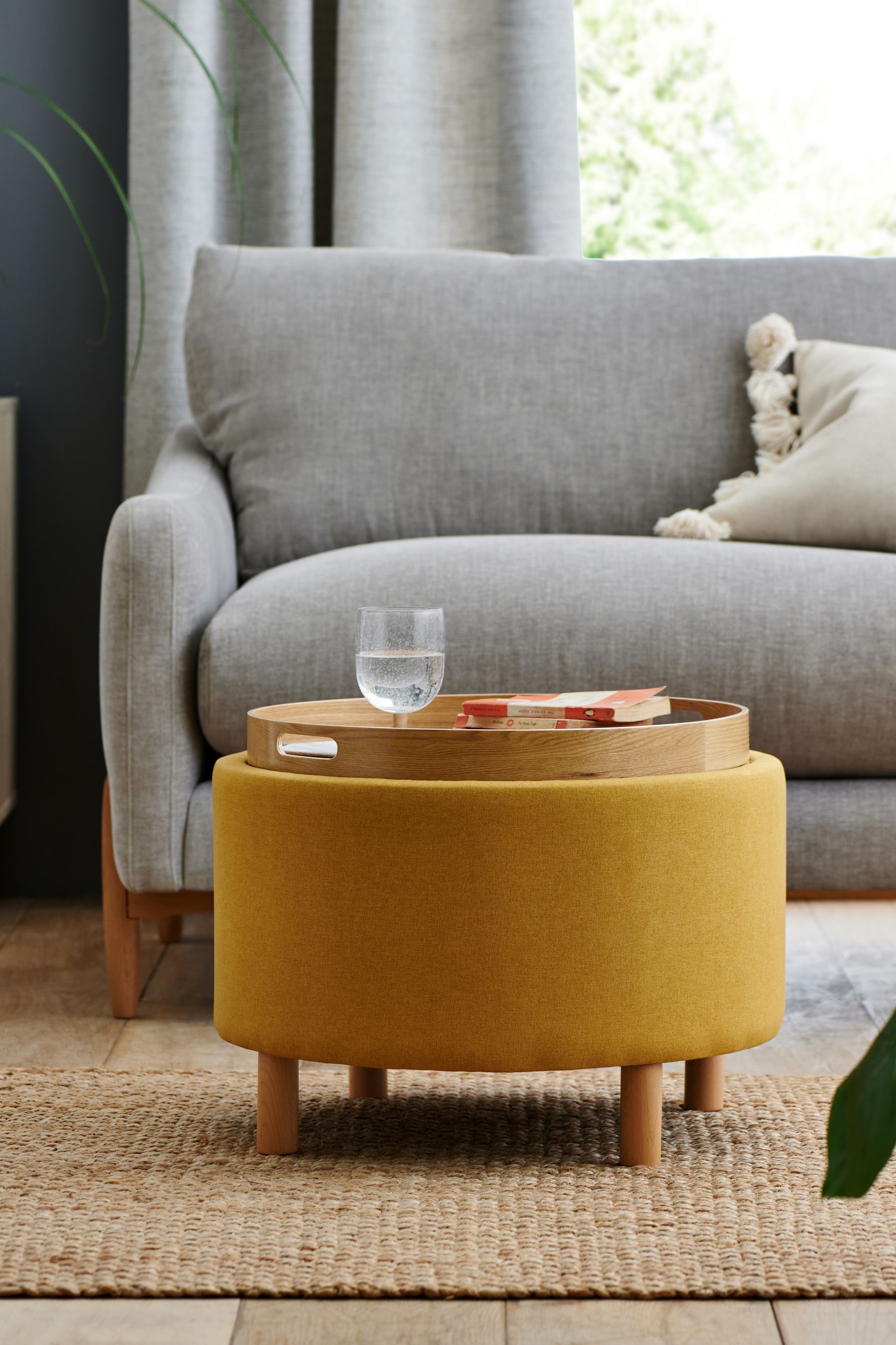 Yellow online storage pouffe
