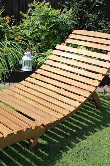 Charles Bentley Wood Garden Acacia Wooden Foldable Sun Lounger