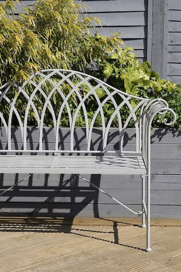 Charles Bentley Grey Decorative Wrought Iron Bench