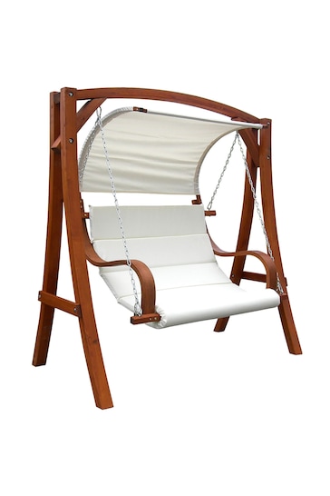 Charles Bentley Natural Garden Wooden Swing Seat with Canopy