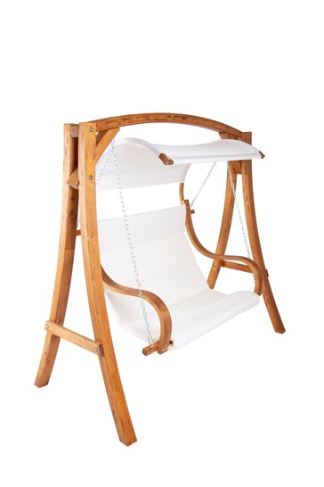 Charles Bentley Natural Garden Wooden Swing Seat with Canopy