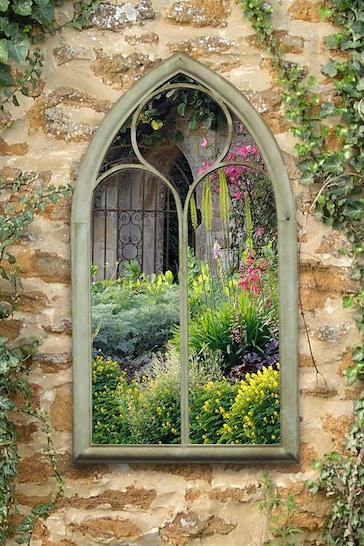 Charles Bentley Light Brown Gothic Style Chapel Garden Mirror