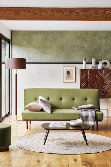 Swoon Opulent Velvet Olive Green Klee Sofa Bed