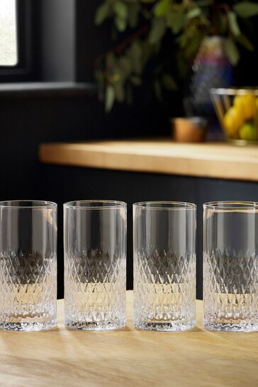 Clear Albany Set of 4 Tall Tumbler Glasses