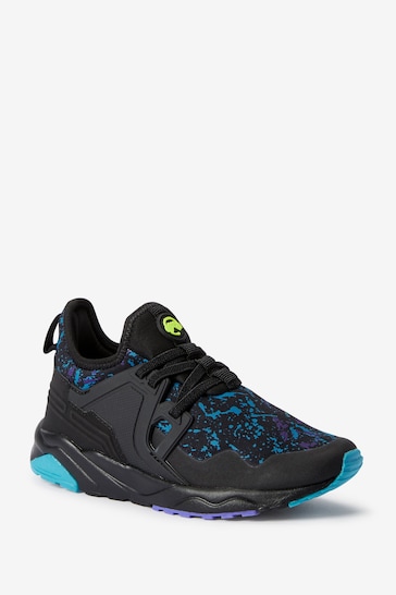 Black/Lime Gamer Elastic Lace Trainers