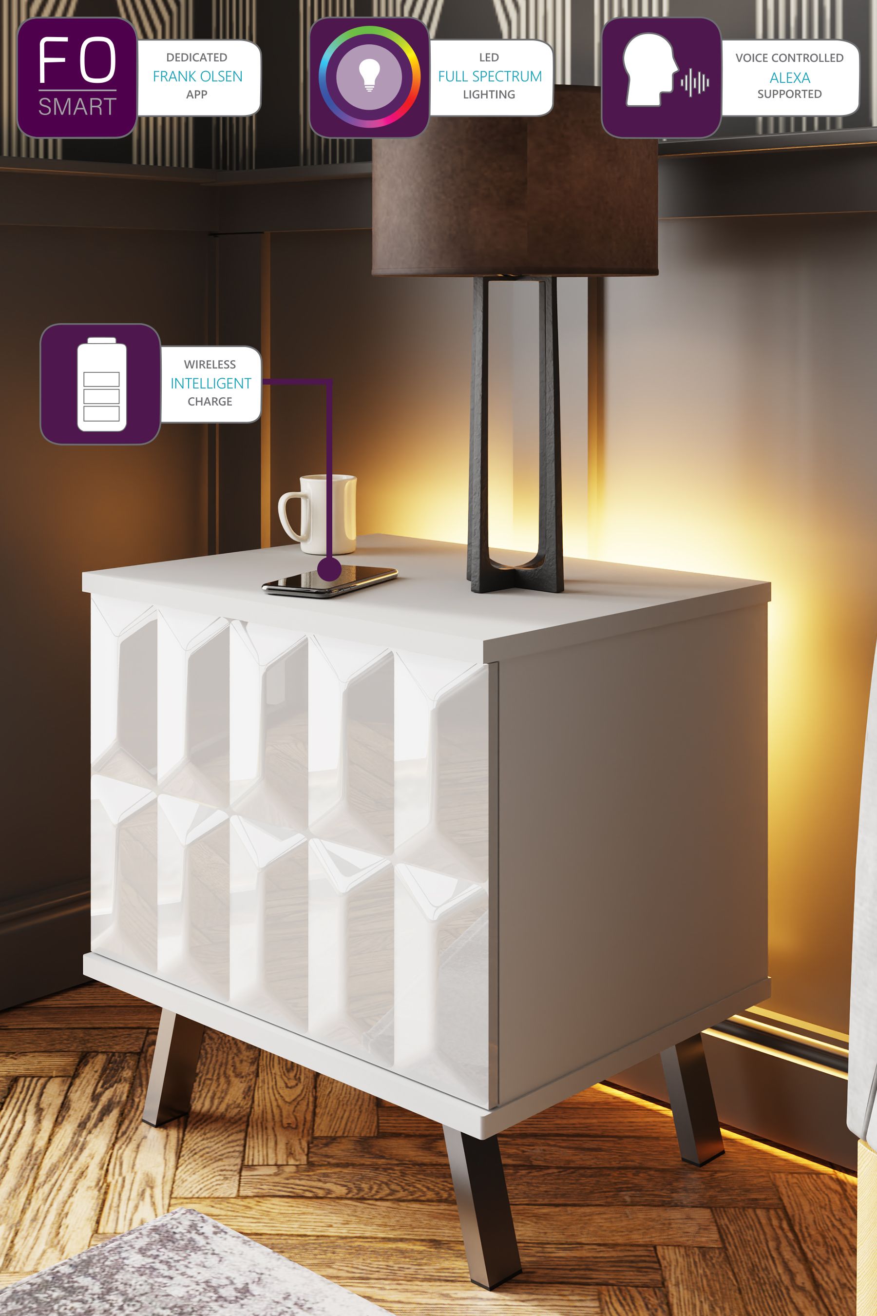 Frank Olsen White Elevate Smart LED Side Table