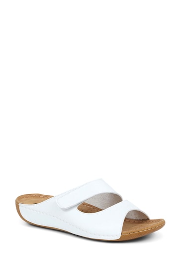 Pavers White Adjustable Leather Mules