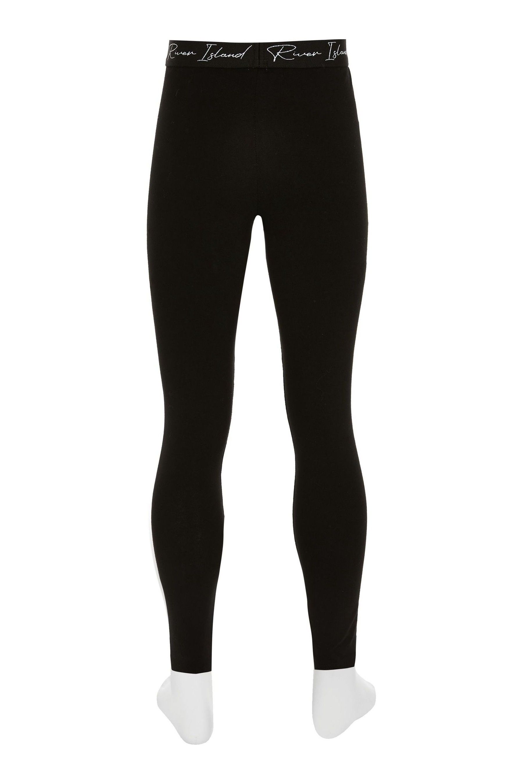 River Island Girls Black Monogram Waistband Leggings