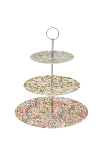 Morris & Co. Pink Strawberry Thief 3 Tier Cake Stand