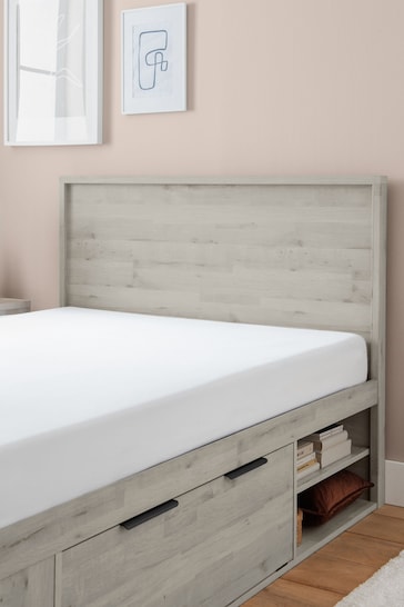 Grey Oak Effect Bronx Platform Bed Frame with Storage