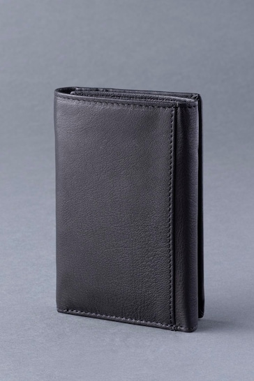Lakeland Leather Black Bowston Tri-Fold Leather Wallet