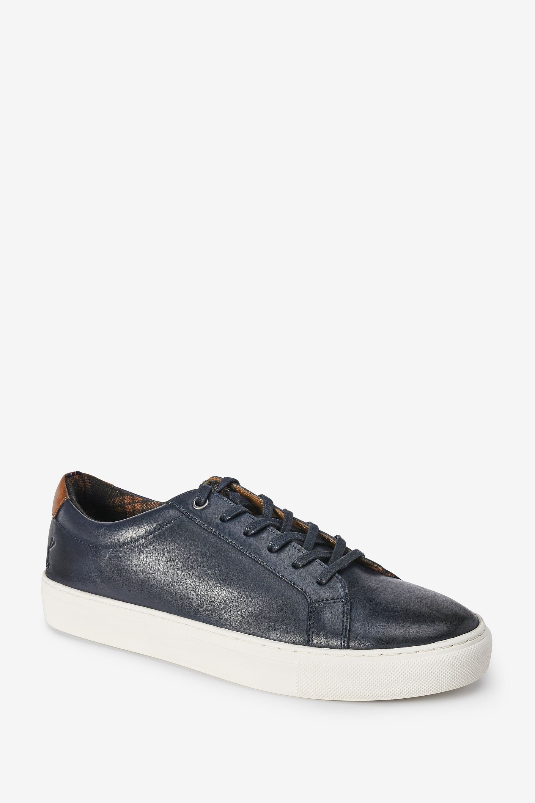 Navy blue shop leather trainers mens