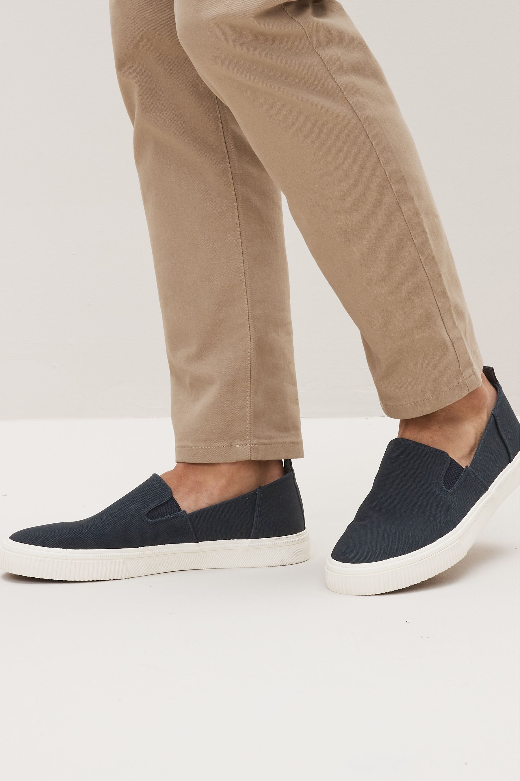 Navy Blue Slip On Canvas Shoes