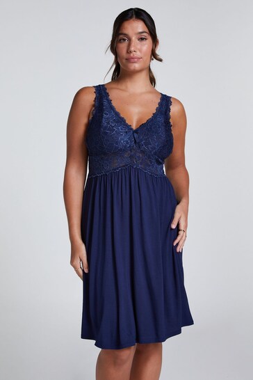chinese dress ladies Amaryllis Lace Maxi Dress in Dark Navy Silk Wool Cady – Gabriela Hearst