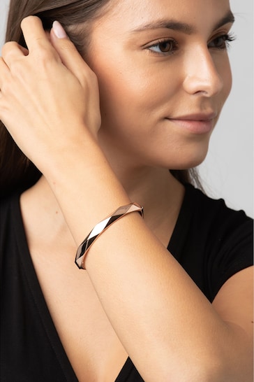 Pure Luxuries London Aurelle Rose Gold Plated Sterling Silver Bangle