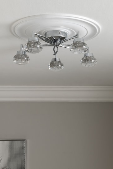 Chrome Cora 5 Light Flush Ceiling Light Also Suitable for Use in Bathrooms