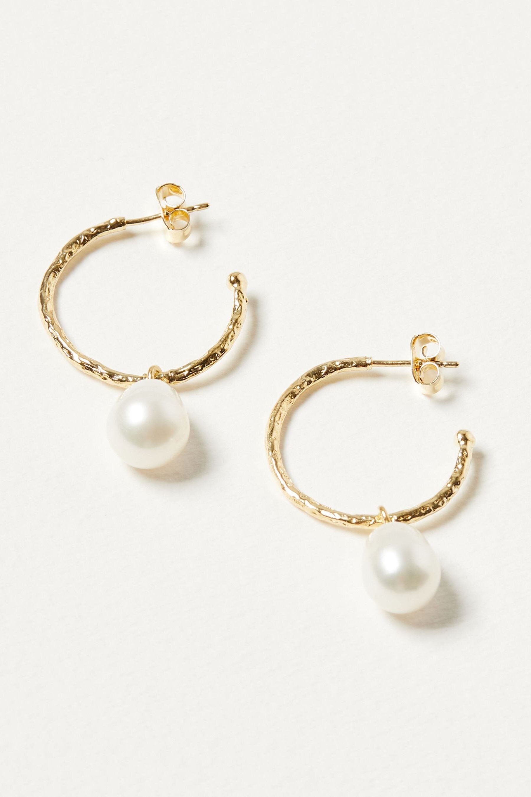 Buy Oliver Bonas Maya Stone Charm Drop Gold Plated Hoop Earrings