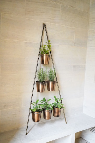 Ivyline Gold Large Outdoor Vertical Wall Plant Stand with Planter