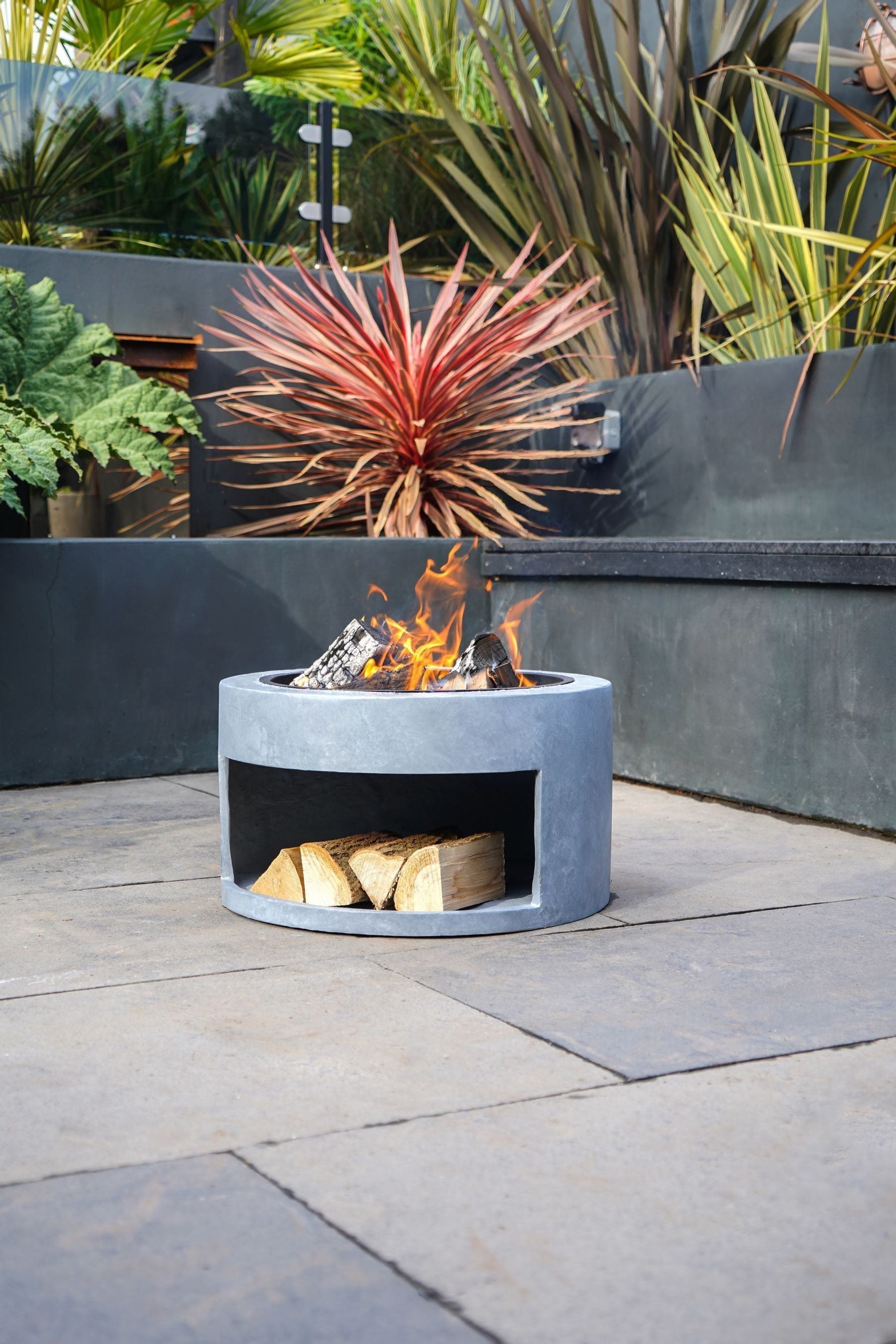 Round grey hot sale fire pit