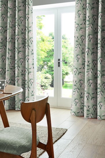 Cath Kidston Green Mimosa Flower Made To Measure Curtains