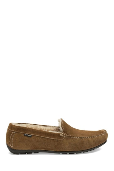 Loake Suede Shearling Lined Apron Slippers